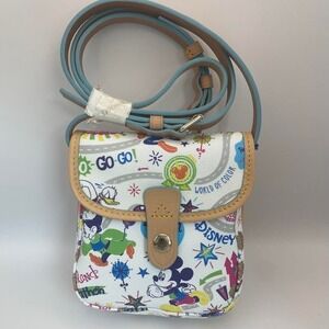 Disney Dooney & Bourke Marathon Crossbody Bag White Mickey Print DLR Parks  NWT